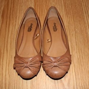 Brown Faux Leather Flats